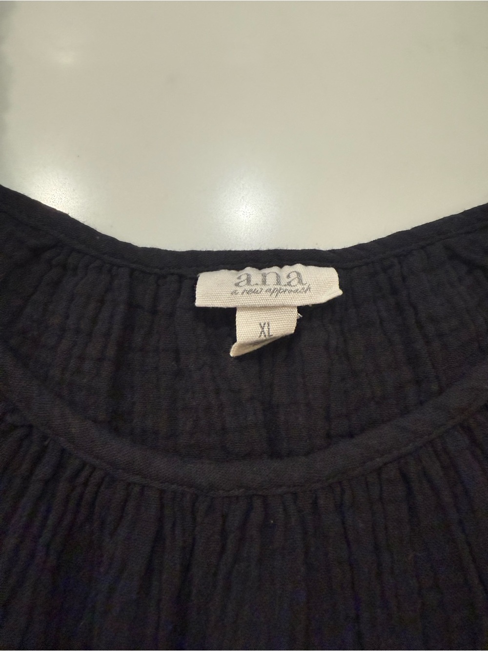 a.n.a Black Gauze Ruched-Strap Tank Top - Picture 2 of 2